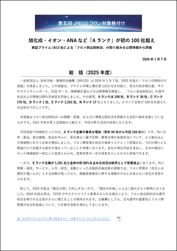 第５回フロン対策格付け調査結果
